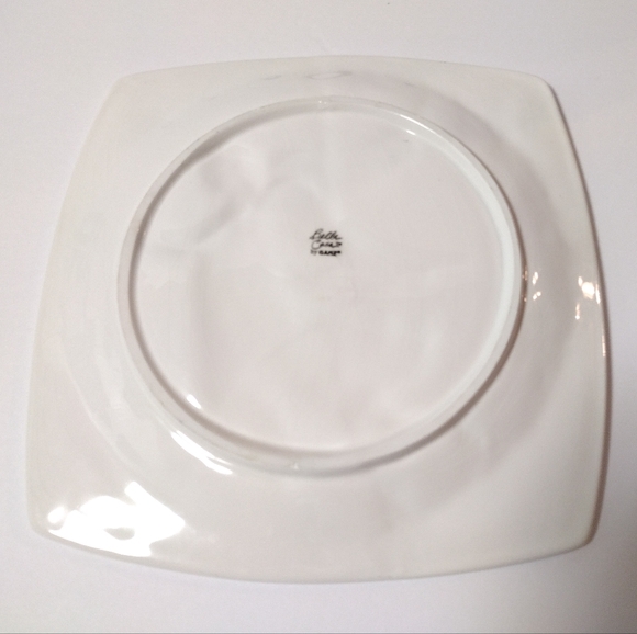 BELLA CASA Vintage Ceramic Square Serving Plate White Pearl Luster Angel by GANZ - Picture 2 of 6